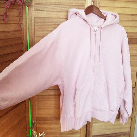 Aritzia TNA Sweatfleece Cozy Fleece Boyfriend Fit Full Zip Up Hoodie Size L $95 - Picture 8 of 13